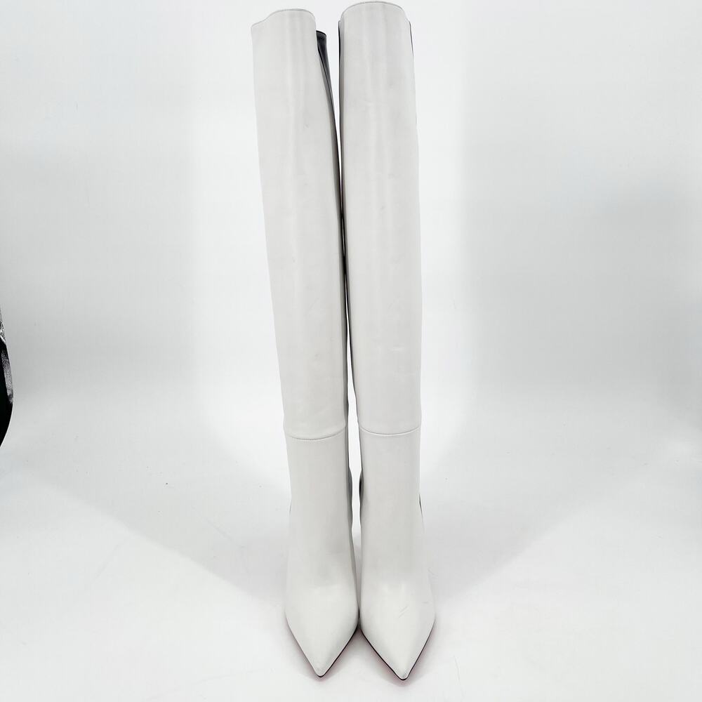 Christian Louboutin Black and White Two-Tone Knee-High Stiletto Boots - Picture 5 of 13